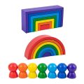 Wood Rainbow Natural Toy Children Block Rainbow Toy Building Block Educational Kindergarten Supplies Baby Toy. 