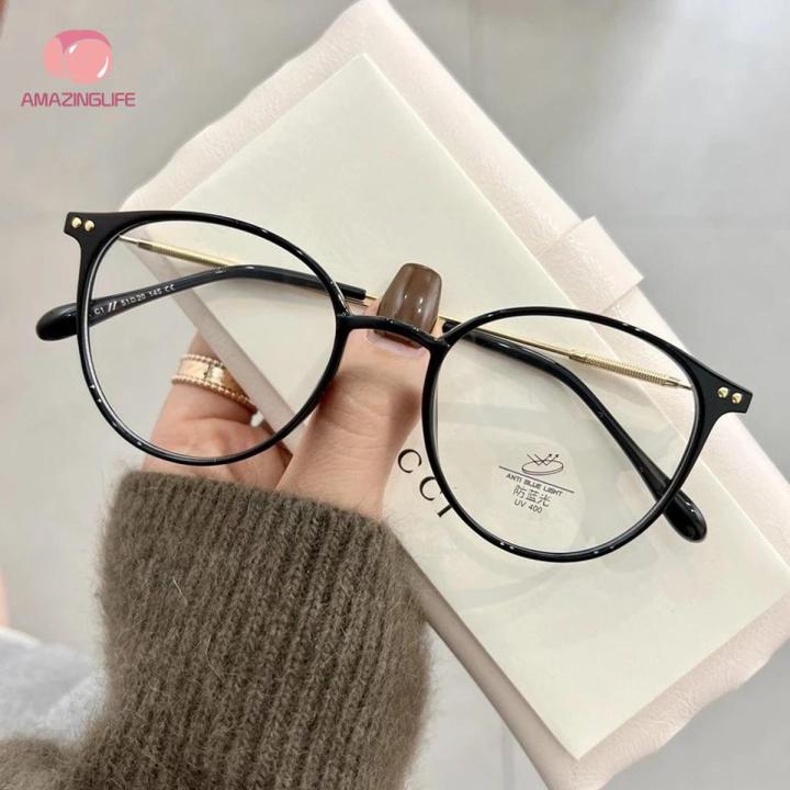 5 Colors Trendy Transparent Round Frames Anti Blue Light Glasses/ Men/Women Metal Frame Reading Plain Glasses Nearsighted Eyewear