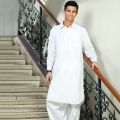 White Pure Cotton Kameez Shalwar For Men. 