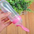 Baby Spoon Feeder - 90ml Silicone Baby Feeding Bottle With Spoon Newborn Infant Squeeze Spoon Toddler Food Supplement Rice Cereal Bottle Milk Feeder. 
