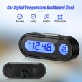 Mini Electronic Clock Time Watch Auto Dashboard Clocks Luminous Thermometer Black Digital Display Car Accessories. 