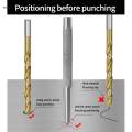 High Carbon Steel Center Hole Punch, Center Punch Tools Automatic Center Punch Borehole Drill Bit Non Slip Knurling Handle. 