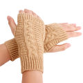 Warm Wool Knitting Half Finger Gloves for Women. 