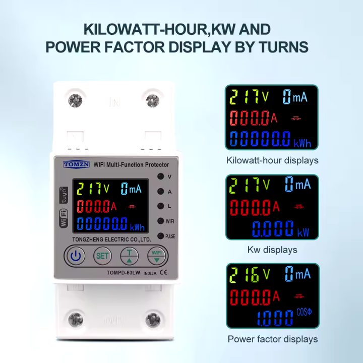 TOMZN TOMPD-63LW 63A Multi-Function Voltage & Current Protector | Over ...