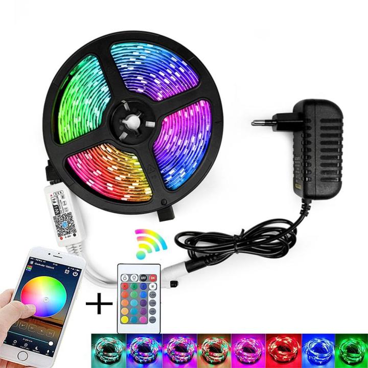 RGB Led Strip 5 meter  Light with remote & Adapter 5M LED strip multi color