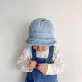 Korean Cowboy Baby Bucket Hat Summer Outdoor Girls Boys Sun Cap Solid Color Toddler Children Casual Panama Cap. 