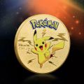 Gold Pokemon Coin Metal Set Mewtwo Charizard Pikachu Anime Card Scarlet Violet Commemorative Medallion Collectible Pokeball Gift. 