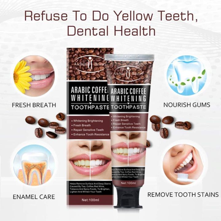 AICHUN BEAUTY Arabic Coffee Whitening Toothpaste Fresh Breath Repair Sensitive Teeth Enhance Tooth Resistance Clean Tooth Roots 100ml