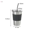 Insulated Sippy Cup Coffee Travel Mug 474ml Reusable Stainless Steel, Leakproof Durable Coffee Tumbler Thermal Cup for Adult water. 