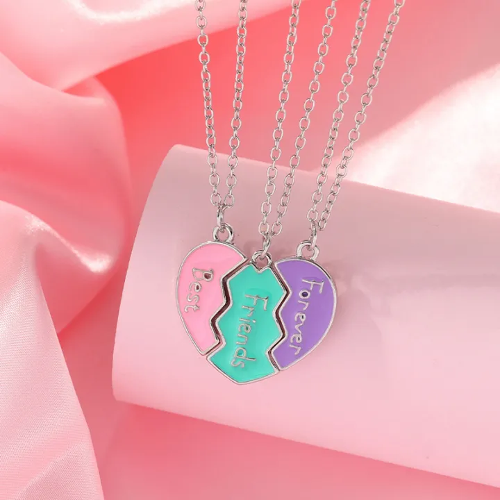 Best%20Friend%20Necklaces%20For%203%20Matching%20Heart%20Pendant%20Magnetic%20Bff%20Friendship%20Necklace%20Natuo%20-%20Image%202