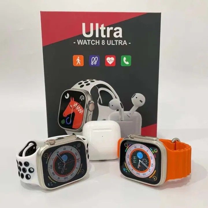 Watch 8 Ultra Smart Watch With Earphones BIG 2.0 Infinite Display 2 Straps in 1