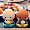 Cute Panda Bear Figure Gift Collectible Bubu Dudu Doll Ornament Kawaii Animal Toy Home Decoration. 