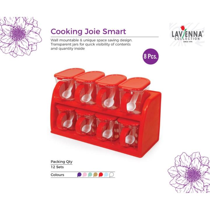 Lavenna Spice Rack 8 in 1 (Coloured Lid)