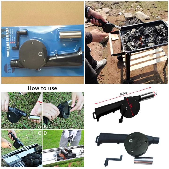 Manual Air Blower Fireplace Bellow Portable Hand Crank Fan for BBQ Picnic Outdoor Camping Hiking Cooking Tool
