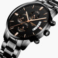 NIBOSI Chronograph Watches Men Stainless Steel Band Waterproof NI2309. 
