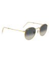Ray-Ban Round Metal Polished Gold Frame Grey Gradient Lenses-RB3447-001/71-50. 