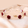 Ladies Vintage Red Rose Hairpin Hair Claw Elegant Fashion Headdress Women Back Hair Tassel Hairpin Headwear Accessories 1Pcs. 