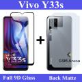 Vivo Y33s Glass Protector 9D|5D|6D|10D|11D|21D Black Tempered Glass Screen Protector Full Glue Edge To Edge + Back Matte Protection Soft Skin Sheet Soft Film Back Protector For Vivo Y33s. 