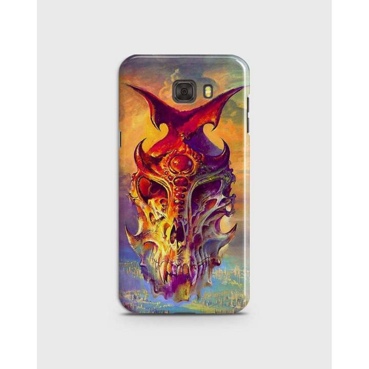 Cover For Samsung C7 Pro Hard  Coloful Skull Print -1cover2804