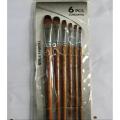 Pack Of 6 - Filbert Brush Set - Brown. 