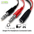 3.5mm Female to 2 Male Headphone Mic Audio Splitter Jack Cable Headset Adapter Kit Mutual Convertors for PS4,Xbox One S,Tablet,Mobile Phone,PC Gaming Headsets New Version Laptop Black and Red. 