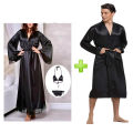 Korean Satin Silk Nighty for Couples – Bridal Honeymoon Robe with Bikini Set, Luxurious Soft Fabric, One Size. 