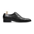 Customized Handmade Black Leather Cap Toe Oxfords Shoes for Men. 