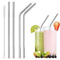 Pack of 4 Stainless Steel Straws + Straw Cleaning Brush | Metal Straw for Drinking Juice | Eco Friendly & Reusable. 