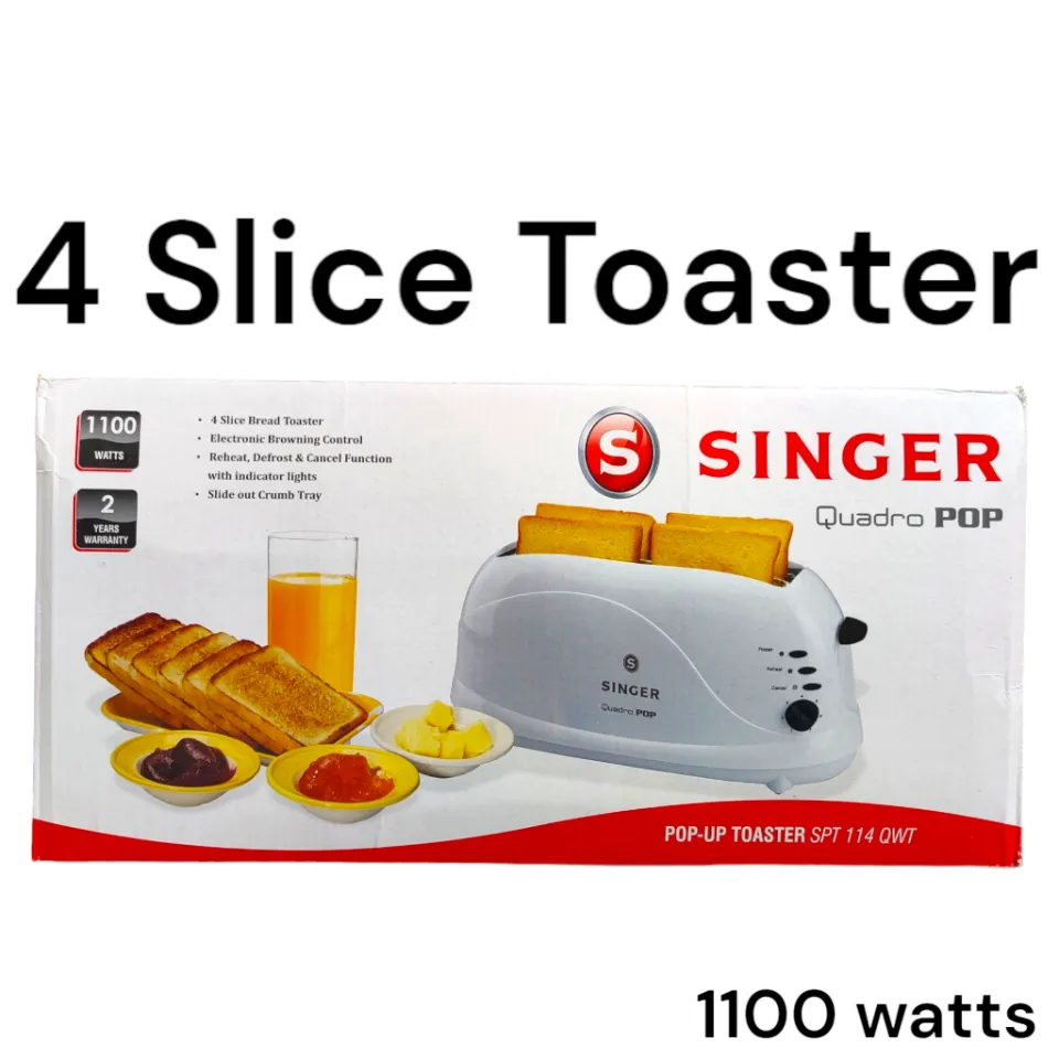 SINGER Slice Electric Bread Toaster Pop-up 1100 watts with