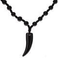 Black Fiber Pendant Mala Necklaces with Round-Shaped Nail Beads For Men and Boy -Pack 01. 