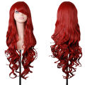 Women's Fashion Wig Curly Hair Wigs With Bangs Dark Red Curly Hair Wig. 