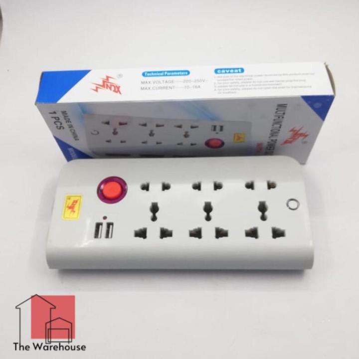 9 Port 3 Way High Quality Extension Board With 2 USB Charging Ports and Multiple EU/UK Sockets with & without wires