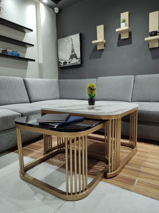 Curved Corner Coffee Table - Versatile Center Table for Living and Drawing Room - Premium Wooden Coffee Table with Contemporary Flair - Ideal Cocktail Table for Room Sophistication