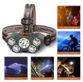 Ultimate USB Rechargeable 5 LED Headlamp: Super Bright Headlight, 3 Lighting Modes, 90° Adjustable Lamp Holder - Perfect for Expeditions, Camping, and Outdoor Adventures. 