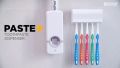 Set of Toothpaste Dispenser & Brush Holder - White. 