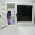 Plastic Double Door Bathroom Cabinet with Mirror Large Size with Multiple Shelves, Bathroom Mirror Cabinet, Bathroom Rack, Available in 7 Different Colors -White, Off White, Beige, Grey, Pink, Blue & Green, Size:17.5" x 14" x 4". 