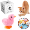 1 Pcs Pet Cat Toys Jumping Walking Hopping Cartoon Plush Chicken Toy Size Approx. 4 Inch - Pink. 