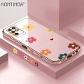 Hontinga for Infinix Note 10 Back Cover（Free Lanyard）Luxury 6D Plating Cartoon Falling Flower Side Pattern Case Soft Silicone Square Phone Cases. 