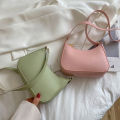 Women's Fashion Handbags Retro Solid Color PU Leather Shoulder Underarm Bag. 