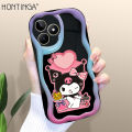 Hontinga for Realme C51 C53 Realme Note 50 Back Cover Cartoon Kuromi Pattern Soft Texture Phone Case Wavy Edge Silicone Cover. 