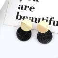 Korean Style Stone Design Round Acrylic Earrings. 