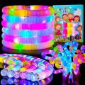 3 Pack LED Light Up Pop Tubes Sensory Fidget Toys Party Favors for Kids Glow in The Dark Fidget Tubes Pull and Stretch Tubes Fidget Toys for Kids Birthday Party Goodie Bag Stuffers Supplies. 