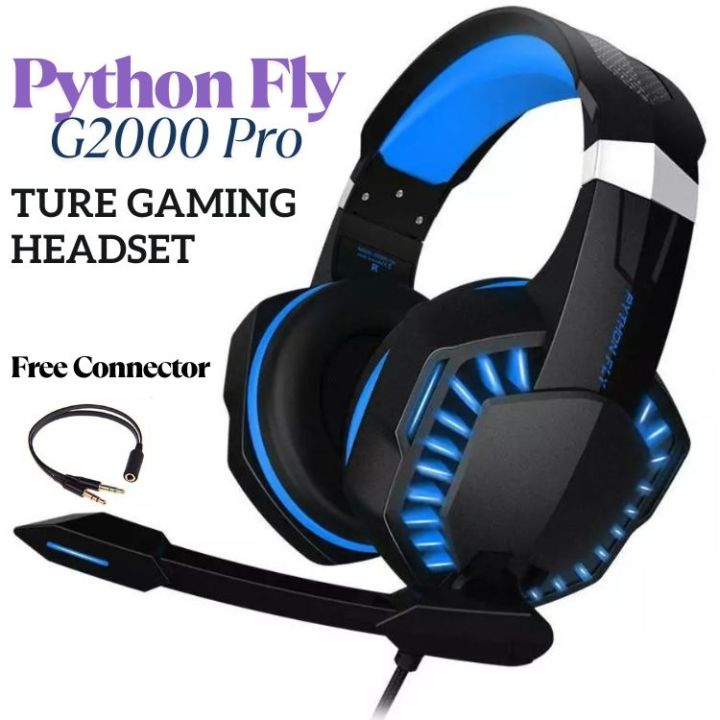 PYTHON-FLY Gaming Headset, Gaming Headphone with 7.1 Surround Sound Stereo, Xbox One Headset with Noise Canceling Mic & LED Light, Compatible with PC, PS4, PS5, Nintendo Switch