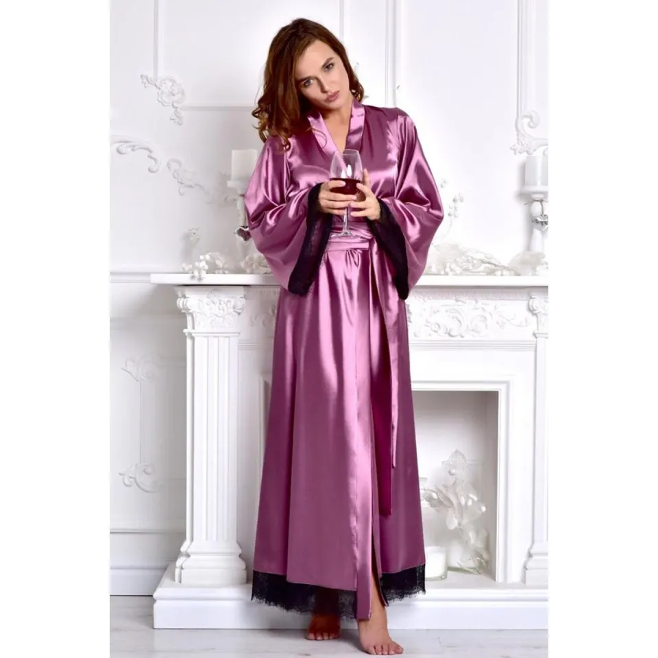 nighty dress long Purple Satin Silk Long Gown Nighty Bridal Sleepwear nightwear night dress