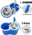 Easy Spin 360° Press Mop Bucket Set - Push & Pull Rotation - Liquid Drain Hole - Easy Wring with Reusable Mop Heads. 