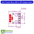 5/10 pcs Micro USB To 5 Pin Dip Connector Socket Type-B Female 5 Pin To Dip 2.54 mm Pin With Soldering Adapter Board connector by Electrica. 