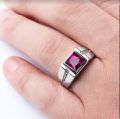 CHUHAN New Red Green Stone Ring for Men Women Square Zircon Rings Stainless Steel Fashion Male Ring Accessories. 