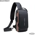 BAGSTREET New Waterproof Anti-Theft Unisex Sling Crossbody Bag with USB Charging Port and Combination Lock - Black. 