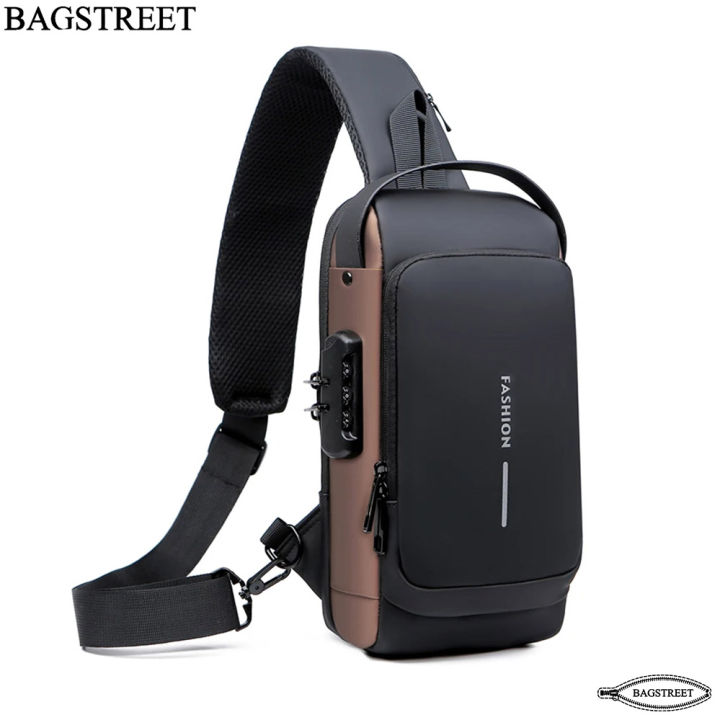 BAGSTREET%20Fashion%20Sling%20Bag%20With%20Combination%20Lock,%20USB%20Charging%20Port,%20Water%20Proof,%20Anti%20Scratch%20Shoulder%20Bag,%20Crossbody%20Unisex%20Bag%20Chest%20Bag%20-%20Black%20-%20Image%204