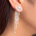 Bohemian Alloy Tassel Earrings With Star Pendant Gold Color Long Earrings(Silver 70 MM). 